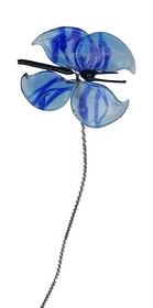 Glas sommerfugl på wire farve blå med striber